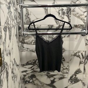 JCrew Fine Rib Lace-Trim Tank Top Gray

**NWOT**

Condition: New